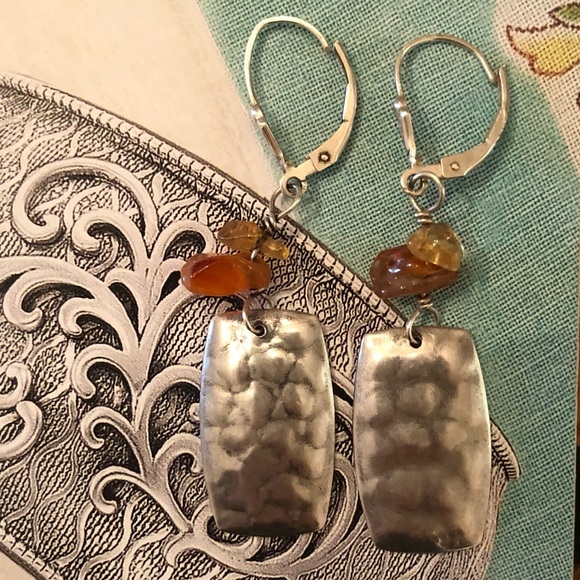 Rare Vintage Silpada Sterling Silver Citrine and Carnelian Stone Earrings W0887 - Picture 5 of 16